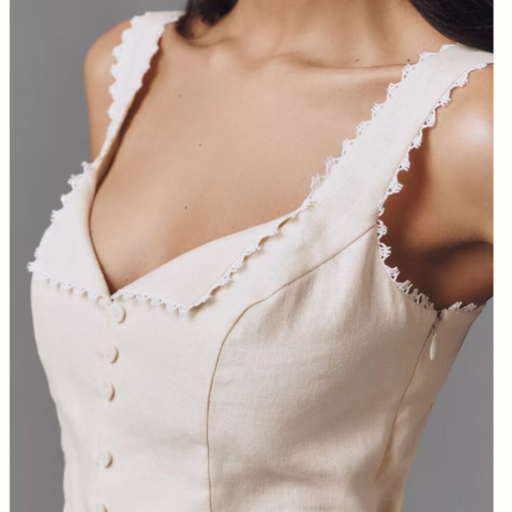 Reformation Cream Viola Button Front Tank - Picture 4 of 16